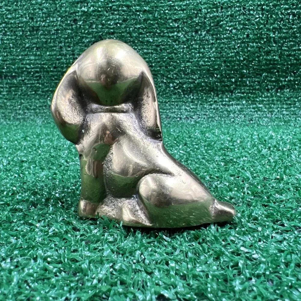 Vintage Brass Sitting Dog Figure Brass Statue Paperweight Or‎ Home/Office Decor
